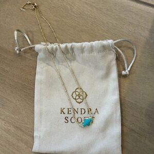 Kendra Scott Gold Necklace with Turquoise Blue Pendant